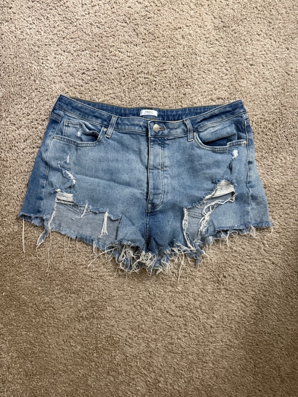 Forever 21 Light Blue Distressed Denim Cutoff Shorts
